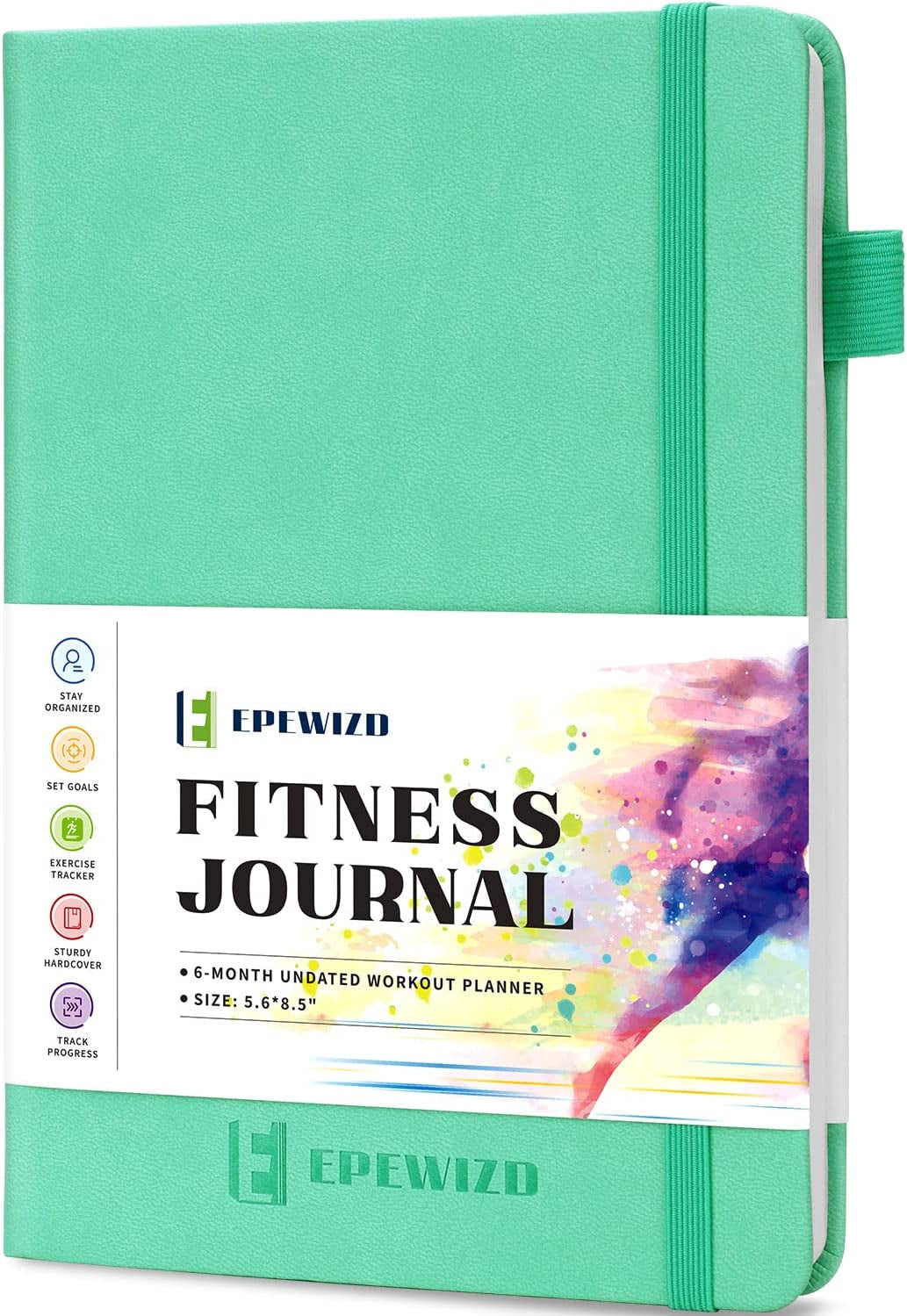 Fitness Journal Hardcover 6- Month Workout Planner Undated Workout Log Book Home Gym Accessories for Women and Man(Green)