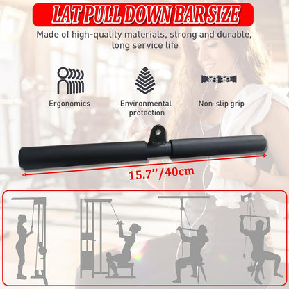 LAT Pull down Bar for Cable Machine LAT Pulldown Attachments Tricep Press down Bar with Rubber Handle Traight Bar Accessories for Home Gym