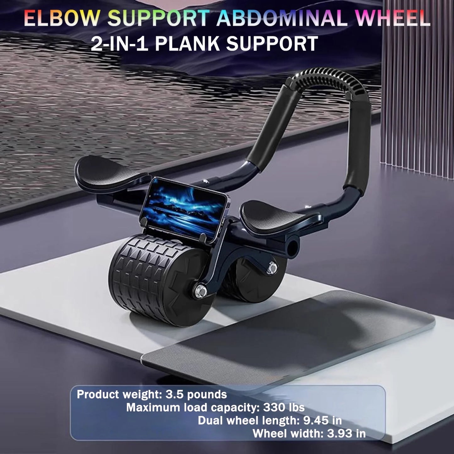 2023 New with Timer Ab Abdominal Exercise Roller Elbow Support, Abs Roller Wheel Core Exercise Equipment, Automatic Rebound Abdominal Wheel(Black）