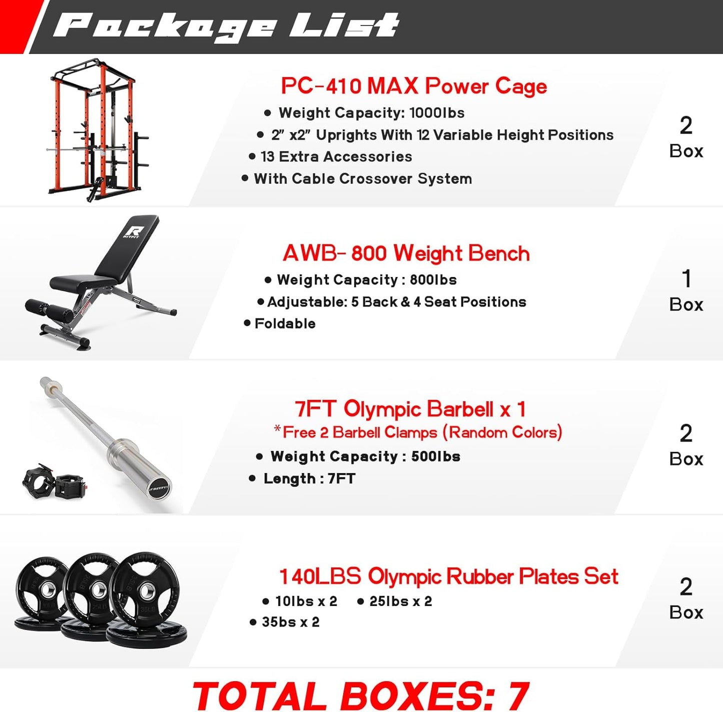 Garage & Home Gym Package Includes 1000LBS Power Cage with Lat Pull Down,Weight Bench, Barbell Set with Olympic Barbell