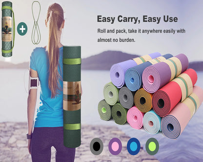 Yoga Mat 1/3 Inch Exercise Mats 8Mm TPE Non-Slip Extra Thick High-Density Eco Friendly for Yoga Workout Pilates Yoga Mats for Women Men