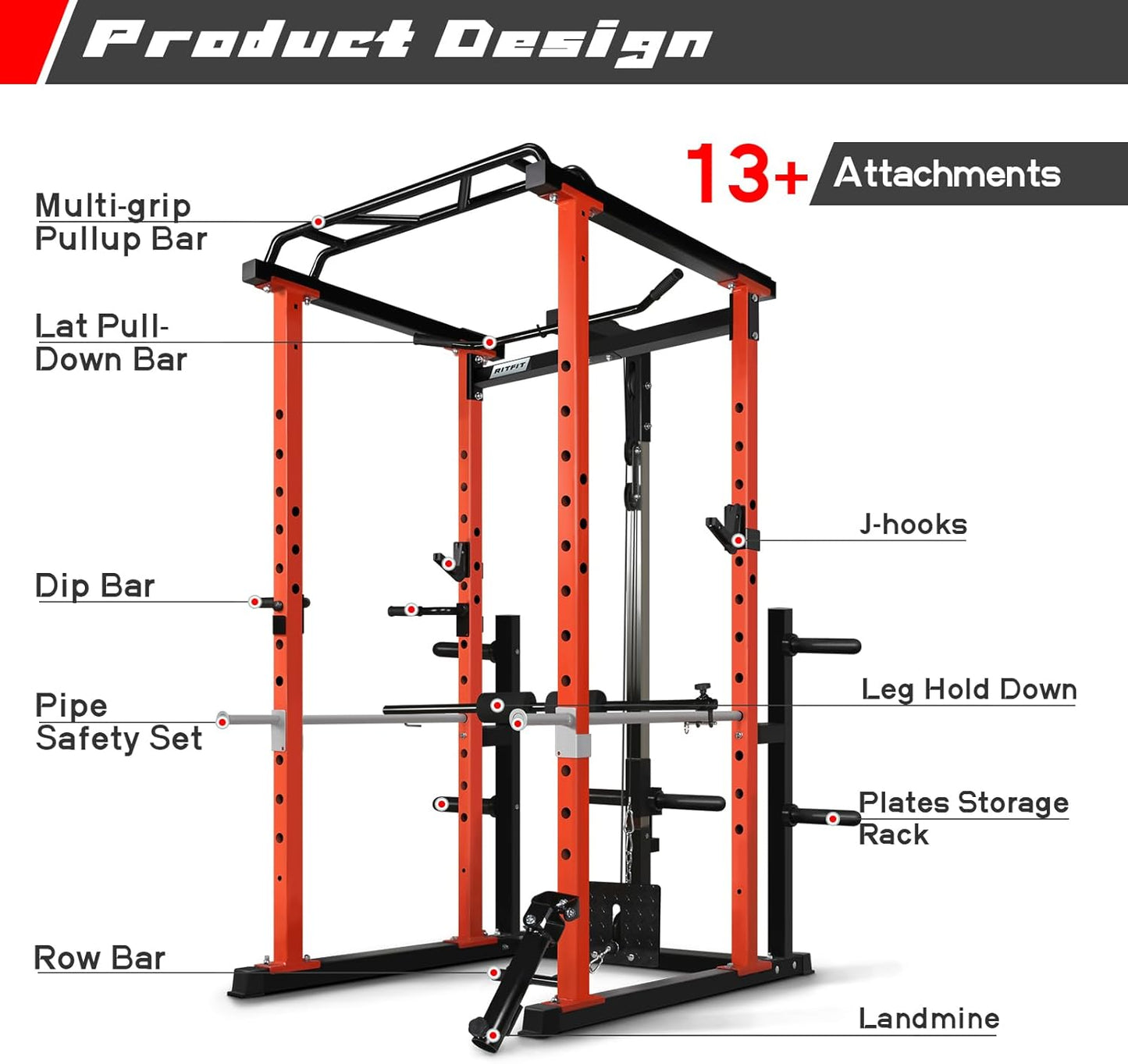 Garage & Home Gym Package Includes 1000LBS Power Cage with Lat Pull Down,Weight Bench, Barbell Set with Olympic Barbell